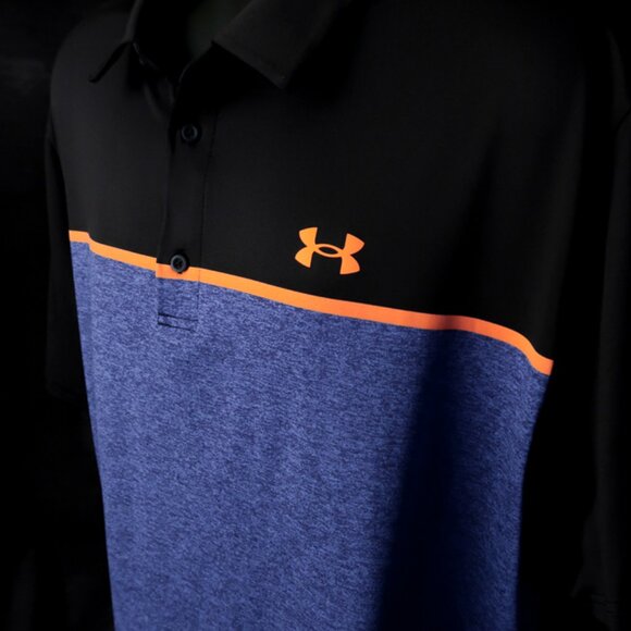Under Armour Blue-Black DayGlo Striped The Playoff Polo (3XL) OMG - Picture 5 of 12